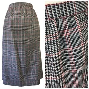 Vintage 80s Country Suburbans Wool Glen Plaid Check Midi Skirt Straight Lined 12